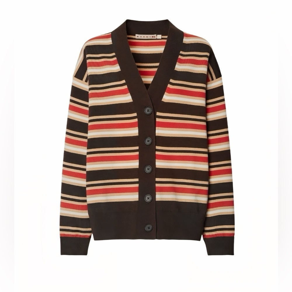 Marni x Uniqlo Striped Cardigan Wool Blend Button Front Size M